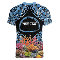Personalised Nukuoro Micronesia Atoll Women V-Neck T-Shirt with Pacific Coral Reef