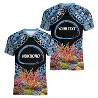 Personalised Nukuoro Micronesia Atoll Women V-Neck T-Shirt with Pacific Coral Reef