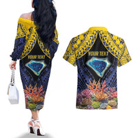 Tokelau Atafu Atoll Personalised Couples Matching Off The Shoulder Long Sleeve Dress and Hawaiian Shirt Pacific Coral Reef Vibe LT9 - Polynesian Pride