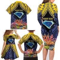 Tokelau Atafu Atoll Personalised Family Matching Long Sleeve Bodycon Dress and Hawaiian Shirt Pacific Coral Reef Vibe LT9 - Polynesian Pride