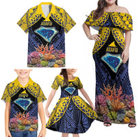 Tokelau Atafu Atoll Personalised Family Matching Off Shoulder Maxi Dress and Hawaiian Shirt Pacific Coral Reef Vibe LT9 - Polynesian Pride