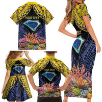 Tokelau Atafu Atoll Personalised Family Matching Short Sleeve Bodycon Dress and Hawaiian Shirt Pacific Coral Reef Vibe LT9 - Polynesian Pride