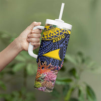 Tokelau Atafu Atoll Personalised Tumbler With Handle Pacific Coral Reef Vibe LT9 - Polynesian Pride
