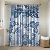 Vintage Hawaii Bathroom Set Hibiscus Tapa Tribal With Hawaiian Quilt Pattern Blue - Polynesian Pride