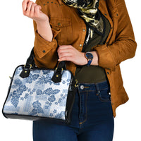 Vintage Hawaii Shoulder Handbag Hibiscus Tapa Tribal With Hawaiian Quilt Pattern Blue LT9 - Polynesian Pride