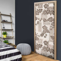 Vintage Hawaii Door Cover Hibiscus Tapa Tribal With Hawaiian Quilt Pattern Gold - Polynesian Pride