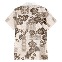Vintage Hawaii Family Matching Summer Maxi Dress and Hawaiian Shirt Hibiscus Tapa Tribal With Hawaiian Quilt Pattern Gold LT9 - Polynesian Pride