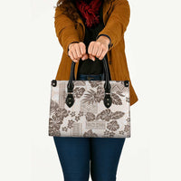 Vintage Hawaii Leather Bag Hibiscus Tapa Tribal With Hawaiian Quilt Pattern Gold - Polynesian Pride