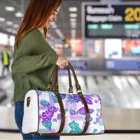 Vintage Hawaii Travel Bag Hibiscus Tapa Tribal With Hawaiian Quilt Pattern Purple - Polynesian Pride