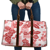 Vintage Hawaii Travel Bag Hibiscus Tapa Tribal With Hawaiian Quilt Pattern Red - Polynesian Pride
