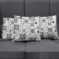 Hawaii Tapa Tribal Pillow Cover With Hawaiian Quilt Pattern Black - Polynesian Pride