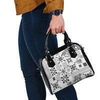 Hawaii Tapa Tribal Shoulder Handbag With Hawaiian Quilt Pattern Black LT9 - Polynesian Pride