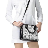 Hawaii Tapa Tribal Shoulder Handbag With Hawaiian Quilt Pattern Black LT9 - Polynesian Pride