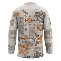 Hawaii Tapa Tribal Hockey Jersey With Hawaiian Quilt Pattern Gold - Polynesian Pride