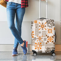 Hawaii Tapa Tribal Luggage Cover With Hawaiian Quilt Pattern Gold LT9 - Polynesian Pride