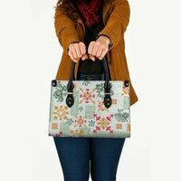 Hawaii Tapa Tribal Leather Bag With Hawaiian Quilt Pattern Green - Polynesian Pride