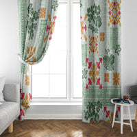 Hawaii Tapa Tribal Window Curtain With Hawaiian Quilt Pattern Green LT9 - Polynesian Pride