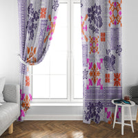 Hawaii Tapa Tribal Window Curtain With Hawaiian Quilt Pattern Violet LT9 - Polynesian Pride