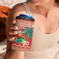 Hawaii Mele Kalikimaka 4 in 1 Can Cooler Tumbler Surfing Santa Funny Christmas