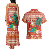 Hawaii Mele Kalikimaka Couples Matching Tank Maxi Dress and Hawaiian Shirt Surfing Santa Funny Christmas LT9 - Polynesian Pride