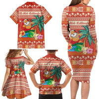 Hawaii Mele Kalikimaka Family Matching Long Sleeve Bodycon Dress and Hawaiian Shirt Surfing Santa Funny Christmas LT9 - Polynesian Pride