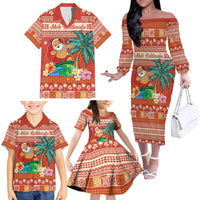 Hawaii Mele Kalikimaka Family Matching Off The Shoulder Long Sleeve Dress and Hawaiian Shirt Surfing Santa Funny Christmas LT9 - Polynesian Pride