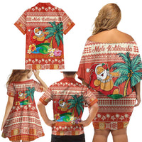 Hawaii Mele Kalikimaka Family Matching Off Shoulder Short Dress and Hawaiian Shirt Surfing Santa Funny Christmas LT9 - Polynesian Pride