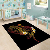 Personalised Papua New Guinea Sepik Area Rug Plumeria Floral Tribal Pattern - Polynesian Pride