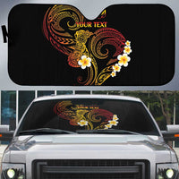 Personalised Papua New Guinea Sepik Auto Sun Shade Plumeria Floral Tribal Pattern LT9 Black - Polynesian Pride