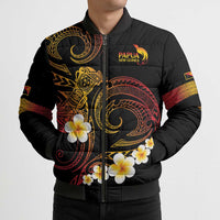 Personalised Papua New Guinea Sepik Bomber Puffer Jacket Plumeria Floral Tribal Pattern LT9 - Polynesian Pride
