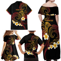 Personalised Papua New Guinea Sepik Family Matching Off Shoulder Maxi Dress and Hawaiian Shirt Plumeria Floral Tribal Pattern LT9 - Polynesian Pride