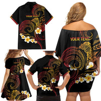 Personalised Papua New Guinea Sepik Family Matching Off Shoulder Short Dress and Hawaiian Shirt Plumeria Floral Tribal Pattern LT9 - Polynesian Pride
