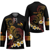 Personalised Papua New Guinea Sepik Hockey Jersey Plumeria Floral Tribal Pattern - Polynesian Pride