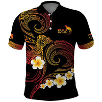 Personalised Papua New Guinea Sepik Polo Shirt Plumeria Floral Tribal Pattern - Polynesian Pride