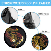 Personalised Papua New Guinea Sepik Spare Tire Cover Plumeria Floral Tribal Pattern - Polynesian Pride