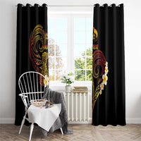 Personalised Papua New Guinea Sepik Window Curtain Plumeria Floral Tribal Pattern - Polynesian Pride