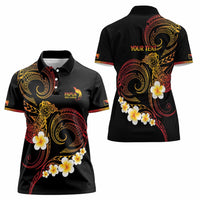 Personalised Papua New Guinea Sepik Women Polo Shirt Plumeria Floral Tribal Pattern LT9 - Polynesian Pride