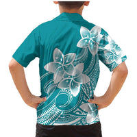 Polynesian Plumeria Flowers Tribal Family Matching Mermaid Dress and Hawaiian Shirt Pacific Tattoo Teal Style LT9 - Polynesian Pride
