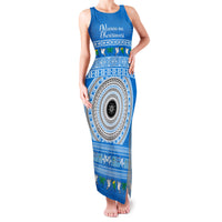 Personalised Fiji Marau Na Kerisimasi Family Matching Tank Maxi Dress and Hawaiian Shirt Merry Christmas Tapa Pattern Blue Style LT9 Mom's Dress Red - Polynesian Pride