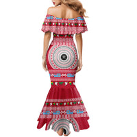 Personalised Fiji Marau Na Kerisimasi Family Matching Mermaid Dress and Hawaiian Shirt Merry Christmas Tapa Pattern Red Style LT9 - Polynesian Pride