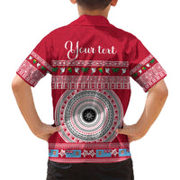 Personalised Fiji Marau Na Kerisimasi Kid Hawaiian Shirt Merry Christmas Tapa Pattern Red Style LT9 - Polynesian Pride