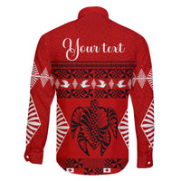 Personalised Tonga Kilisimasi Fiefia Family Matching Off Shoulder Long Sleeve Dress and Hawaiian Shirt Merry Christmas with Turtle Ngatu Pattern LT9 - Polynesian Pride