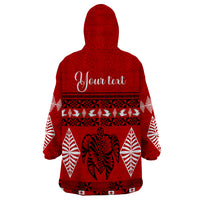 Personalised Tonga Kilisimasi Fiefia Wearable Blanket Hoodie Merry Christmas with Turtle Ngatu Pattern LT9 - Polynesian Pride