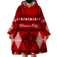 Personalised Tonga Kilisimasi Fiefia Wearable Blanket Hoodie Merry Christmas with Turtle Ngatu Pattern LT9 - Polynesian Pride