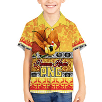 PNG Hamamas Krismas Kid Hawaiian Shirt Papua New Guinea Bird Of Paradise Merry Christmas Gold Style LT9 Kid Gold - Polynesian Pride