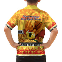 PNG Hamamas Krismas Kid Hawaiian Shirt Papua New Guinea Bird Of Paradise Merry Christmas Gold Style LT9 - Polynesian Pride
