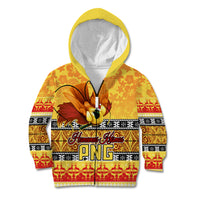 PNG Hamamas Krismas Kid Hoodie Papua New Guinea Bird Of Paradise Merry Christmas Gold Style LT9 Zip Hoodie Gold - Polynesian Pride