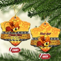Personalised PNG Hamamas Krismas Ceramic Ornament Papua New Guinea Bird Of Paradise Merry Christmas Gold Style LT9 Snow Flake Gold - Polynesian Pride