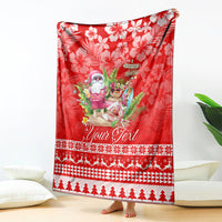 Personalised Hawaii Mele Kalikimaka Blanket Santa Beach Merry Christmas LT9 Red - Polynesian Pride