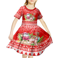 Personalised Hawaii Mele Kalikimaka Kid Short Sleeve Dress Santa Beach Merry Christmas LT9 - Polynesian Pride
